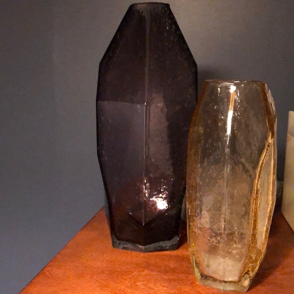 Anthropology amethyst and gold-speckled vases